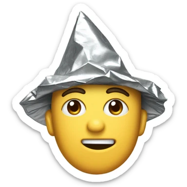 crunched pointy tin foil hat sticker