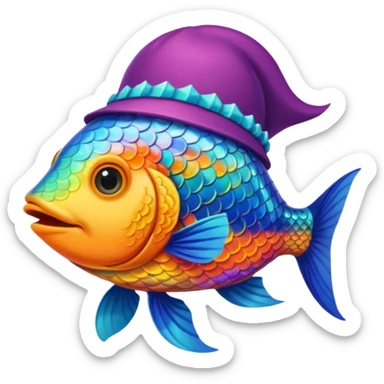 poisson avec chapeau sticker