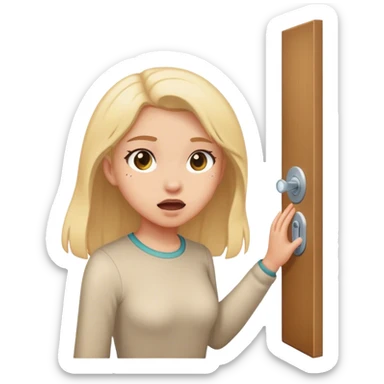 Knock knock with a girl knocking sticker