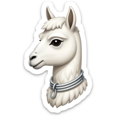 white llama with a long steel resilient coil around the neck sticker