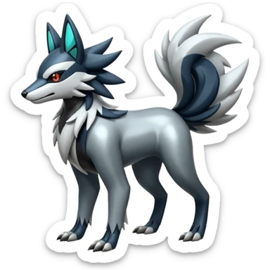 Futuristic Shiny Mightyena-Silvally-Fakémon-hybrid-creature (full body)  sticker