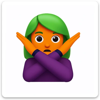 Change the woman's hair color to bright green, keep the orange skin and all other details the same as the reference emoji. The style is similar to the original emoji style with orange skin and bright green hair. sticker