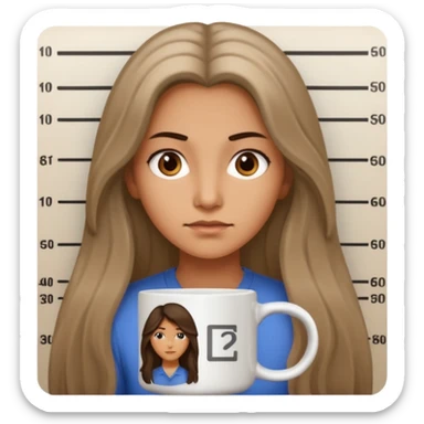 Long haired Woman on a mug shot sticker