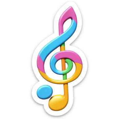 Candy style music note, 3d rendering, isolated  sticker