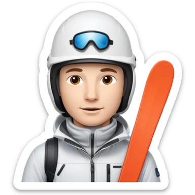 Man skiing, White helmet, Ski,Background Matterhorn sticker
