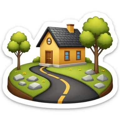 small road with home sticker