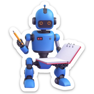 robot writing in a notebook sticker