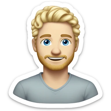 full body light curl blonde 30yo man blue eyed pale skin sticker