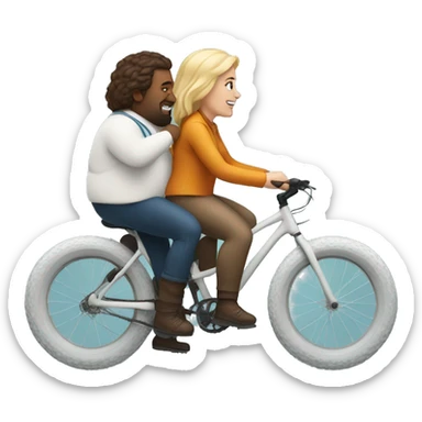 white guy and white woman riding on a fat bike sticker