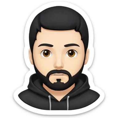 hackeur blanc cheveux noir barbe et capuche noir sticker