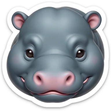 Meme-Worthy Cute Sleeping Hippo Portrait Emoji, Head resting peacefully with a contented smile, showcasing a massive, robust build and a luxuriously soft slate-gray hide, eyes shut in a serene, restful nap, Simplified yet hilariously adorable features, highly detailed, glowing with a soft, drowsy light, high shine, relaxed and utterly lovable, stylized with an air of playful laziness, bright and heartwarming, soft glowing outline, capturing the essence of a comically sleepy hippo, so meme-worthy it feels like it could instantly become the next viral sensation of adorable slumber! sticker