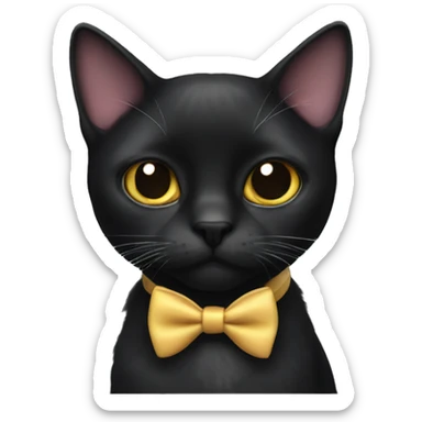 black cat wearing bow tie sticker