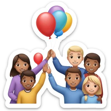 kids letting a ballon go sticker