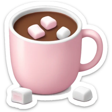 Light Pink mug of hot chocolate with marshmallows  sticker