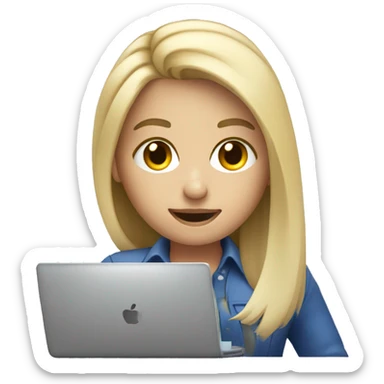 SOCIAL MEDIA MANGER,  A GIRL WITH BLONDE HAIR HOLDING LAPTOP AND A PHONE sticker