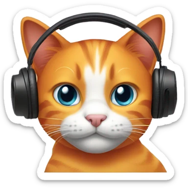 orange cat with gaming headphones sticker