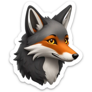 charcoal colored fox with eyes like burning coals sticker