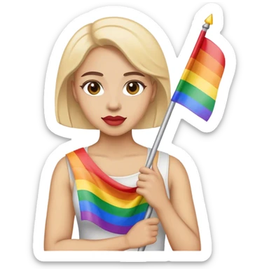 woman with lgbt flag sticker