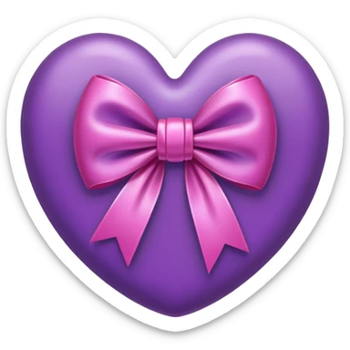 Purple heart with pink bow sticker