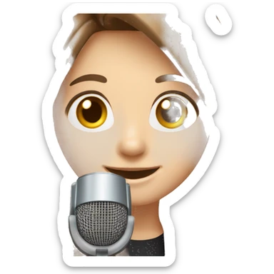 happy-girl-with-long-brown-straight-hair-white-skin-brown-eyes-holding microphone sticker