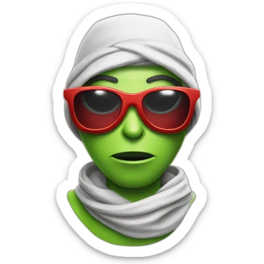Alien gangster with bandana,scarf and red shiny glasses glasses sticker