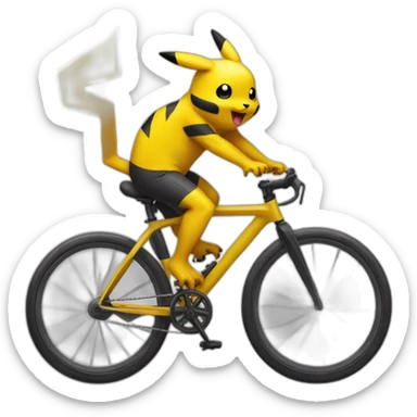 pickachu sur un velo a l'envers sticker