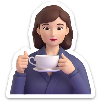 Elegant British woman with perfect hand posture holding teacup, focus on accurate hand anatomy sticker