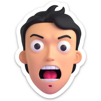 shocked face with exaggerated expression, 'what the freak' reaction sticker