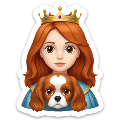 girl with king charles spaniel  sticker