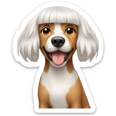 dog in wig sticker