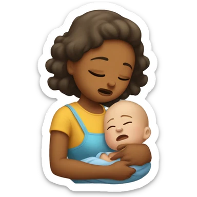 A BABY CRYING AND A MOM CALMS HER DO sticker