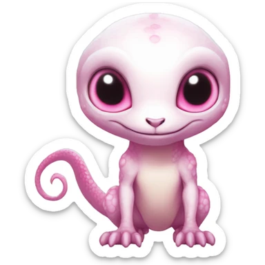 White, Shiny, Chibi, White, Pink eyes, Anthro-Sona-Lizard-Alien-Fakémon, Full Body sticker