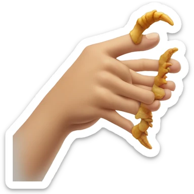 Hand shaking a chicken claw sticker
