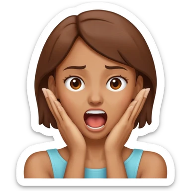 brown female hand crossed holding her neck screaming sticker