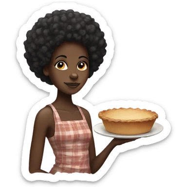 Black girl with Afro holding pie sticker