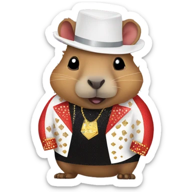 capybara in a las vegas style elvis costume sticker