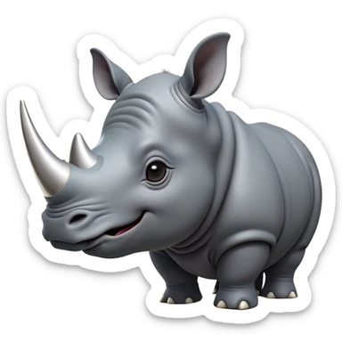 cinematic-cute-rhinoceros-zomed-out-portrait-emoji,-head-tilted-playfully-and-inquisitively,-featuring-a-rugged,-glossy-slate-gray-hide-with-a-gentle,-rounded-ivory-horn-and-round,-sparkling-eyes-filled-with-curious-wonder, sticker