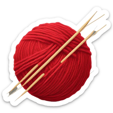 Red Ball of yarn and needles sticker