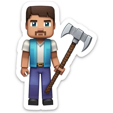 Minecraft character with a pickaxe sticker