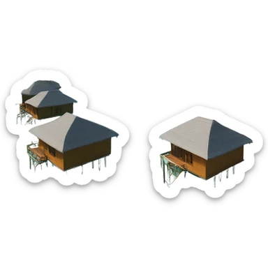 Maldives bungalows in the crystal clear sea  sticker