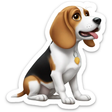 a beagle begging for food  sticker