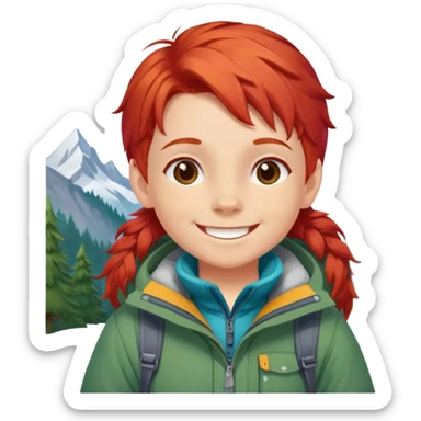 smiled children's mountain clothes whit red hair sticker
