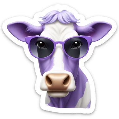 Lavender cow wearing sunglasses and hoop earrings  sticker
