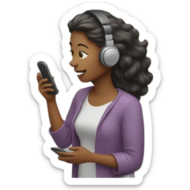 woman recording with cellphone sticker