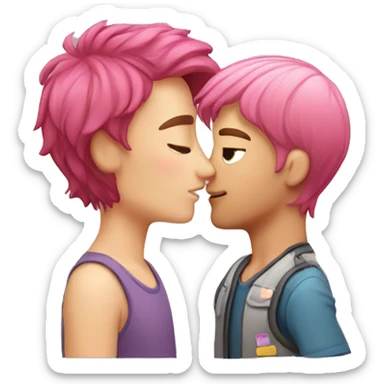 Girl with pink hair kiss man with brown hair sticker
