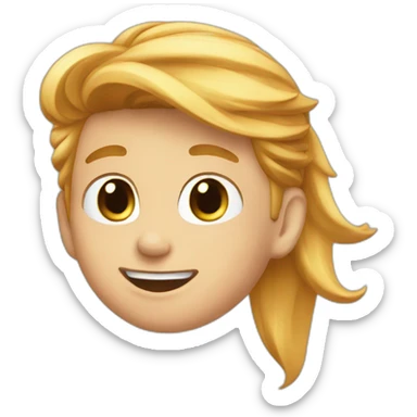 young man cheering with strawberry blond ponytail sticker