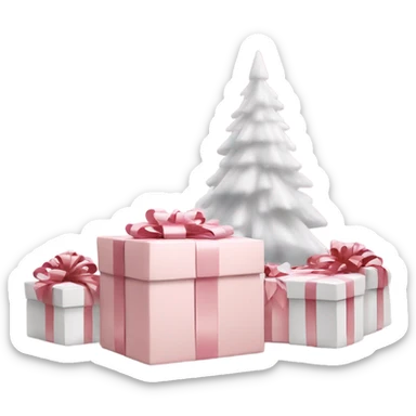Light pink Christmas gifts under a white Christmas tree  sticker