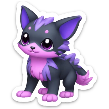 Cute cool black blue purple pink animal hybrid Fakemon full body sticker