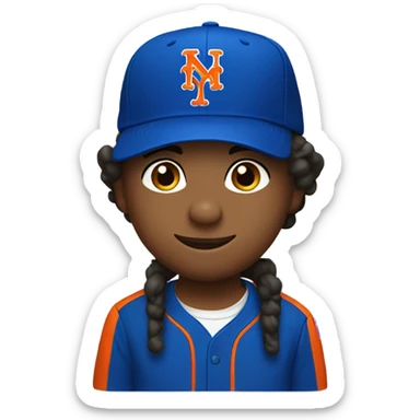 Kid wearing Mets hat sticker