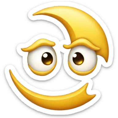 Crescent moon with crazy face  sticker